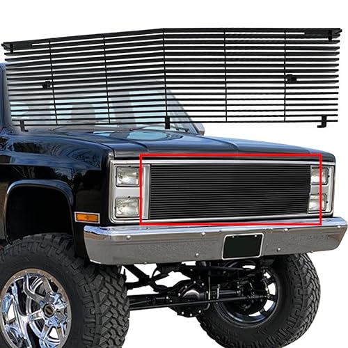 Black Front Grille Grill Compatible with 1981-1987 Chevy Blazer/C/K Pickup/Suburban/GMC