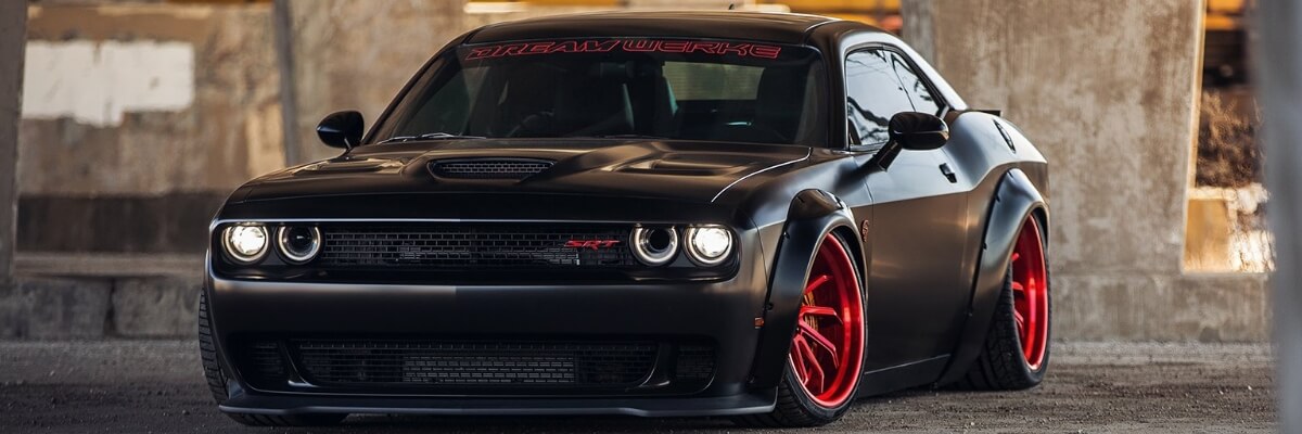 Blacked out and stanced Dodge Challenger